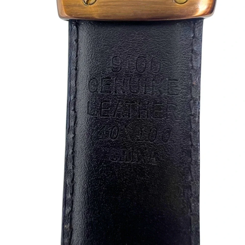 Genuine Leather Black Dress Belt 40x100 Antique Brass Buckle 1